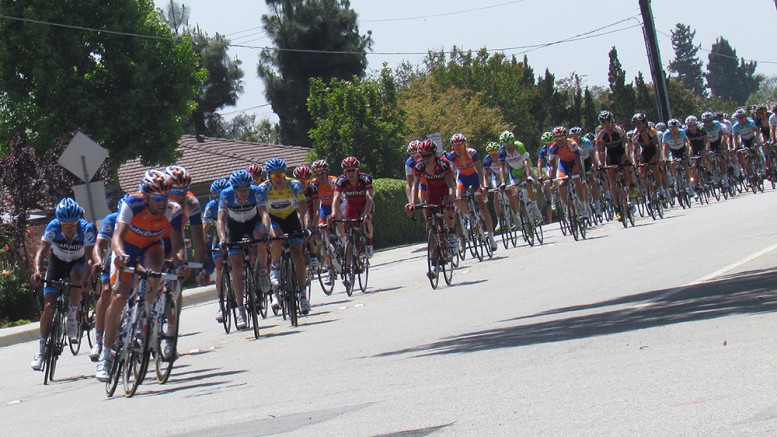 Cyclists ride through Glendora at Sierra Madre Avenue and Glendora Mountain Road during the AMGEN Tour of California, June of 2012. Photo by Aaron Castrejon