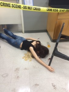 On the first day at Charter Oak High School, biomedical students of teacher Laura Roy encountered a dead body in her class as part of an assignment. Photo provided by Laura Roy.
