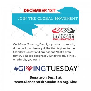 #GIVINGTUESDAY info for the Glendora Education Foundation.