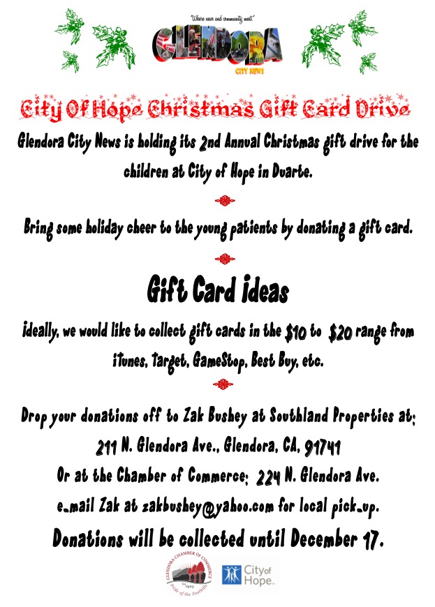 Flyer for GCN City of Hope Gift Card Drive
