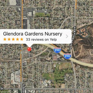 Map to Glendora Gardens Nursery