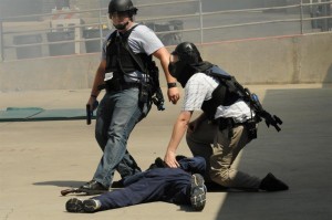 Glendora PD officer participating in active shooter drill at Citrus College. *Photo courtesy of GPD