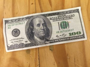 A photo of the counterfeit bill passed at Plaza Produce