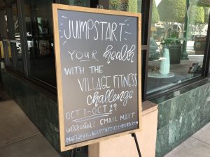 Sign kicking-off their Fitness Challenge in the Glendora Village