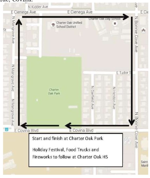 Charter Oak School District Holiday Parade Route 2016