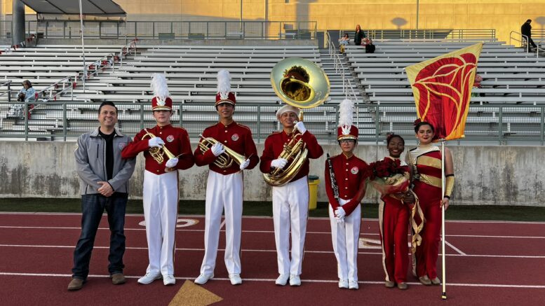 Pictured here: GHS Director of Band Mr. Erick Quintanilla & GHS students: Cameron Shepard, Skyler Hildebrandt, Daniel Quintanilla, Nikki Noborio, Charlize Thomas, & Nadia Hawkins